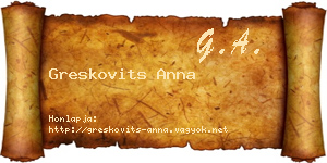 Greskovits Anna névjegykártya